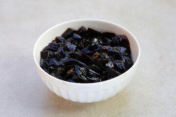 Grass jelly, herbal dessert. Mesona chinensis