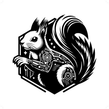 recommend clip art: Squirrel silhouette in animal cyberpunk, modern futuristic illustration
