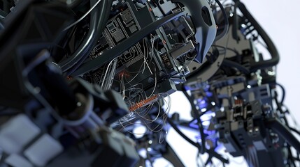 Close-up of a robotic arm assembling electronic components, precise movements, clear detail 