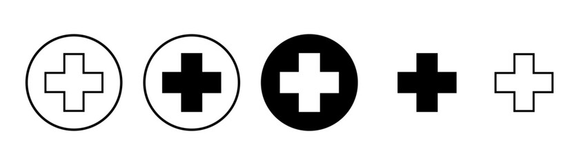 Plus Icon vector isolated on white background. Add plus icon. Addition sign. Medical Plus icon