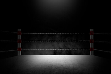 Black rope on the boxing ring