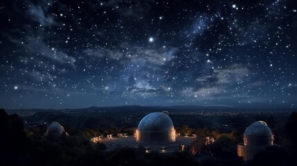 Obraz premium Astronomical observatory view, stars and planets aligned, educational, medium shot