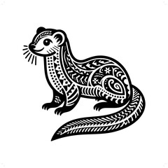 Weasel silhouette in animal ethnic, polynesia tribal illustration