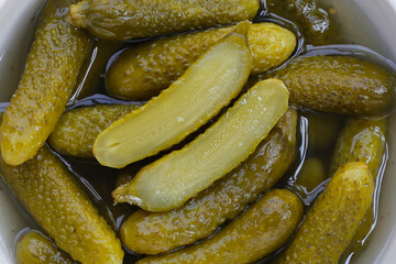 Tasty pickled cucumbers. Fermented vegetables