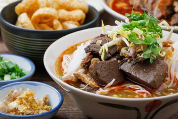 Thai food, Khanom Jeen Nam Ngiao.
Nam Ngiao Noodles, Nam Ngiao Noodles, local Lanna food, an original food concept that is highly popular.