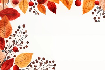 Autumn leaves doodle art, copy text space pastel background 