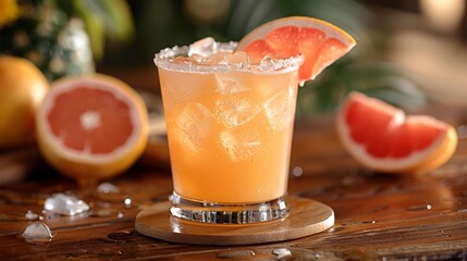 A refreshing delicious Paloma drink with grapefruit. 