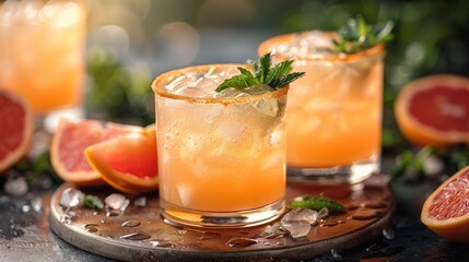 A refreshing delicious Paloma drink with grapefruit. 