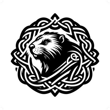 recommend clip art: Beaver silhouette in animal celtic knot, irish, nordic illustration