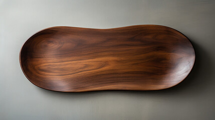 imagine An abstract top-down view of an empty wooden palette in a deep walnut shade.