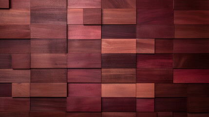 imagine A top view composition of an empty wooden surface in a rich cherry hue.