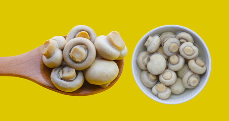 Champignon mushrooms in brine. Canned champignon mushrooms whole