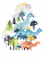 Obraz premium dinosaurs in the forest