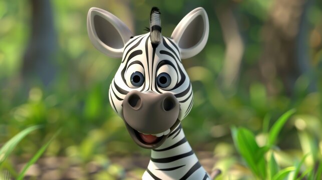 Cute 3D cartoon zebra character. cartoons. Illustrations