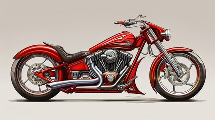 Fototapeta premium realistic red motorcycle. cartoons. Illustrations
