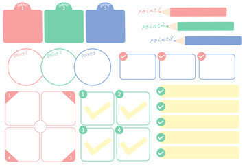 シンプルなポイント記述用のフレームセット　パステル系