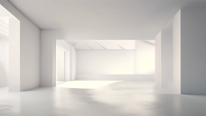 empty room with wall，Abstract empty, modern concrete room with indirect lighting from left side pillars - industrial interior background template, 3D. Abstract empty, modern concrete room with indirec