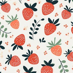 Trendy strawberry print, modern minimalist style, repeating seamless pattern for fabric design ,  seamless pattern
