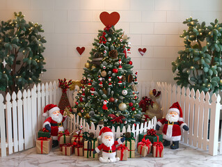 santa claus and christmas tree
