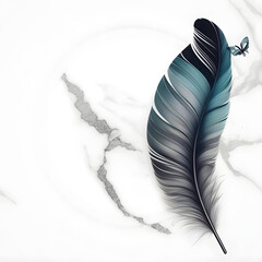 panel wall art, marble background with feather designs and butterfly silhouette, wall decoration