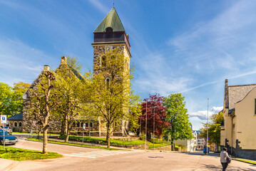 Fototapeta premium alesund downtown during a sunny springtime day, Norway