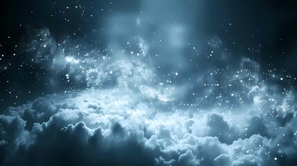 Naklejka premium Majestic Night Sky Above Clouds Illuminated by Starlight