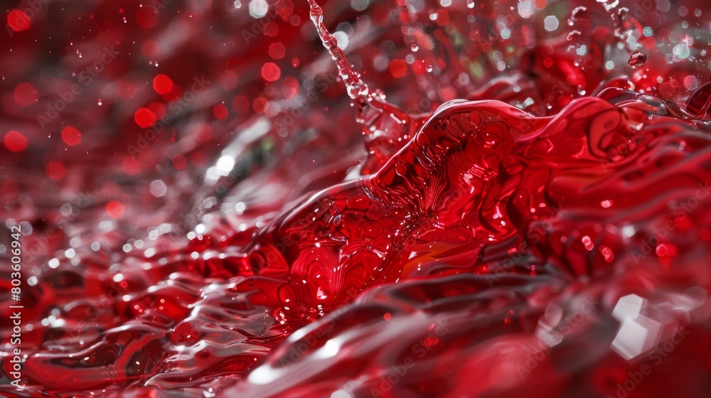 Wall mural Wet red resin. water. Illustrations