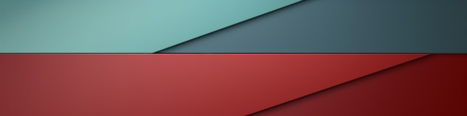 Obraz premium Minimalistic Garnet Red, Steel Blue, Green colors geometric wallpaper with clean lines and bold colors, contemporary design, banner