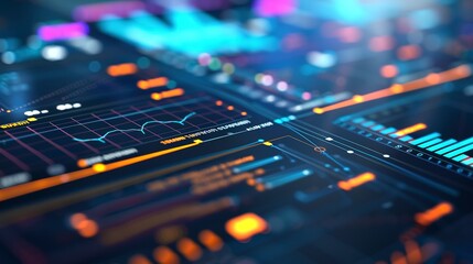 Obraz premium Close-up of AI monitoring production quality, detailed screen displaying real-time analytics
