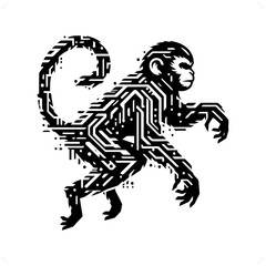 Fototapeta premium monkey silhouette in animal cyberpunk, modern futuristic illustration