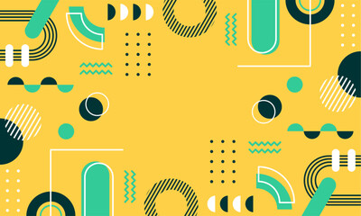 Modern abstract background with memphis elements in yellow and retro themed posters  banners and website landing pages.