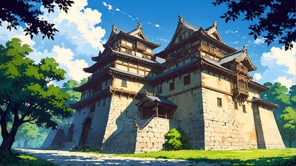 A classic Japanese medieval stronghold in the mountains with beautiful views.