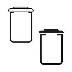 vector trash bins icons. Waste container illustrations in black and white. EPS