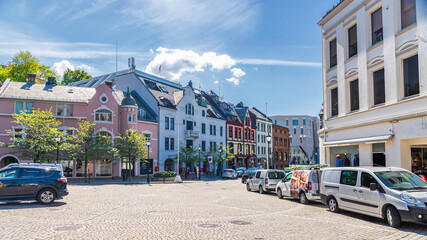 alesund downtown during a sunny springtime day, Norway