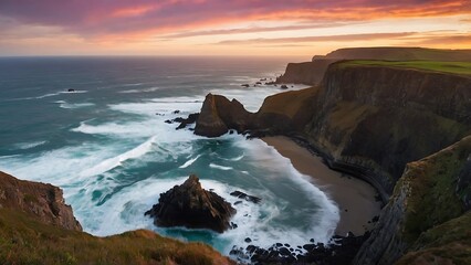 sunset over the sea Wild Coastline Dramatic Beauty of the Sea