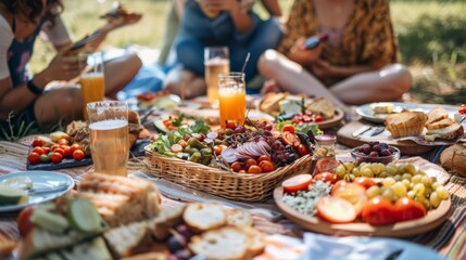 Summer picnics. capture the fun and relaxation of outdoor lunches with your team
