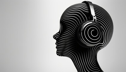 Abstract Profile with Swirl Headphones Design.