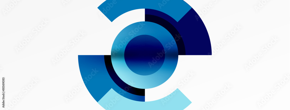 Poster a font art logo featuring an electric blue circle in the middle on a white background. the design sh