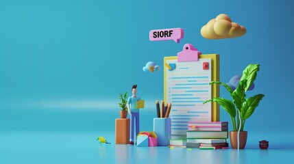 JSON document file sign 3d render concept for mobile application developer ux ui design. cartoons. Illustrations