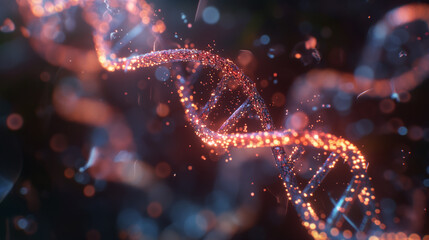 double helix DNA genetic code virtual hologram, modern genetics medical science, banner background 