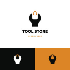 Fototapeta premium Part shop logo concept, shopping bag with wrench icon template