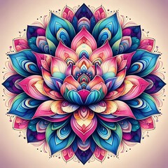 Vibrant lotus flower in abstract mandala art, colorful and captivating."








