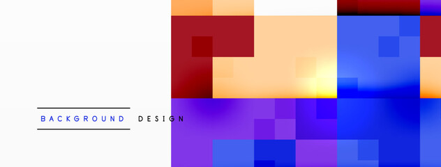Colorfulness abounds in this product with a colorful background of squares in shades of azure, purple, violet, and magenta on a white rectangle. The font and pattern create a vibrant display