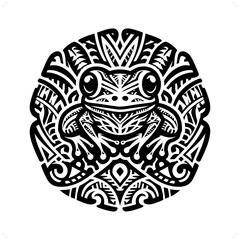 frog, toad silhouette in animal ethnic, polynesia tribal illustration