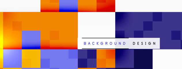 An artistic background design featuring rectangles in vibrant tints and shades of electric blue and magenta. The parallel squares create symmetry and a unique pattern