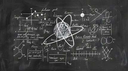 Detailed Blackboard Filled with Scientific Formulas and Equations Representing Academic Study Research and Creative Thinking