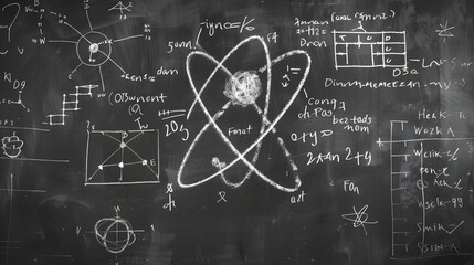 Blackboard Filled with Mathematical Formulas and Equations in Scientific