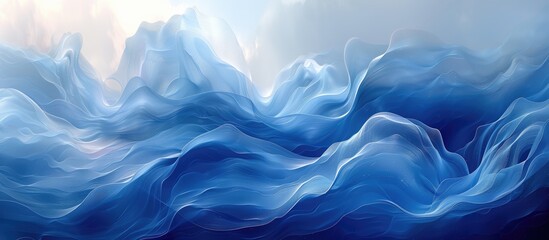 Fototapeta na wymiar abstract blue stream of waved colors
