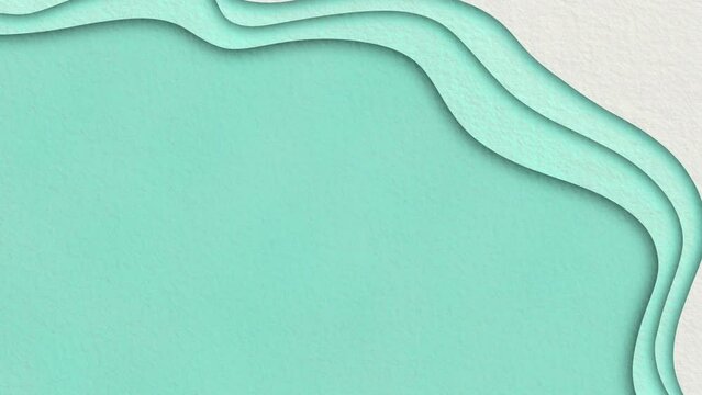 Mint Watercolor Paper Craft Cutting Animation: Abstract Wave Background with Texture