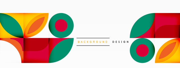 Obraz premium A vibrant geometric pattern featuring circles and squares in electric blue and magenta on a white background. Perfect for a brand logo or event graphics